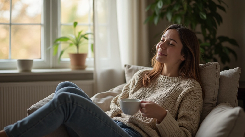 Persoon die geniet van privétijd thuis met rust en ontspanning na het werk